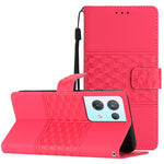 Custodia per telefono in pelle con effetto pelle goffrata a diamante con cordino, For OPPO Reno8 5G, For OPPO Reno8 Lite 5G, For OPPO Reno8 Pro 5G
