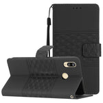 Custodia per telefono in pelle con effetto pelle goffrata a diamante con cordino, For Honor 10 Lite, For Huawei P8 Lite, For Huawei P8 Lite 2017, For Huawei P9 Lite