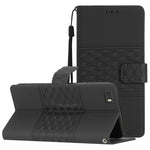 Custodia per telefono in pelle con effetto pelle goffrata a diamante con cordino, For Honor 10 Lite, For Huawei P8 Lite, For Huawei P8 Lite 2017, For Huawei P9 Lite