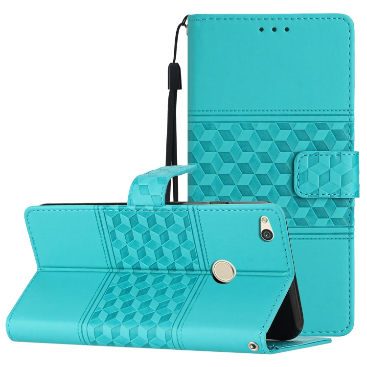 Custodia per telefono in pelle con effetto pelle goffrata a diamante con cordino, For Honor 10 Lite, For Huawei P8 Lite, For Huawei P8 Lite 2017, For Huawei P9 Lite