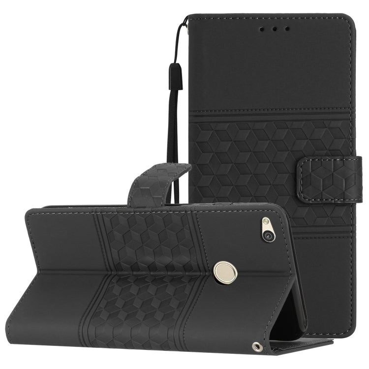 Custodia per telefono in pelle con effetto pelle goffrata a diamante con cordino, For Honor 10 Lite, For Huawei P8 Lite, For Huawei P8 Lite 2017, For Huawei P9 Lite