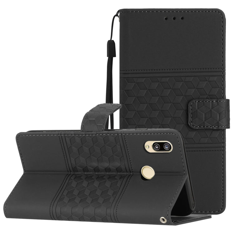 Custodia per telefono in pelle con effetto pelle goffrata a diamante con cordino, For Huawei P20 Lite, For Huawei P20 Pro, For Huawei P30, For Huawei P30 Lite