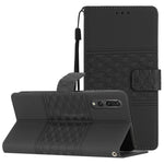 Custodia per telefono in pelle con effetto pelle goffrata a diamante con cordino, For Huawei P20 Lite, For Huawei P20 Pro, For Huawei P30, For Huawei P30 Lite