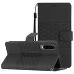 Custodia per telefono in pelle con effetto pelle goffrata a diamante con cordino, For Huawei P20 Lite, For Huawei P20 Pro, For Huawei P30, For Huawei P30 Lite