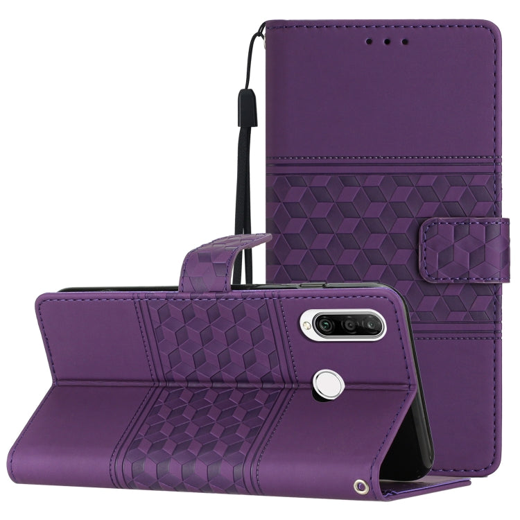 Custodia per telefono in pelle con effetto pelle goffrata a diamante con cordino, For Huawei P20 Lite, For Huawei P20 Pro, For Huawei P30, For Huawei P30 Lite