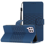 Custodia per telefono in pelle con effetto pelle goffrata a diamante con cordino, For Huawei P30 Pro, For Huawei P40, For Huawei P40 Lite, For Huawei P40 Pro