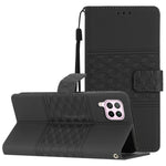 Custodia per telefono in pelle con effetto pelle goffrata a diamante con cordino, For Huawei P30 Pro, For Huawei P40, For Huawei P40 Lite, For Huawei P40 Pro