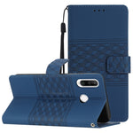 Custodia per telefono in pelle con effetto pelle goffrata a diamante con cordino, For Huawei Y5p, For Huawei Y6p