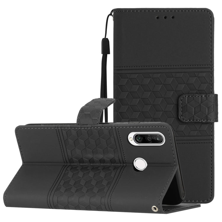 Custodia per telefono in pelle con effetto pelle goffrata a diamante con cordino, For Huawei Y5p, For Huawei Y6p