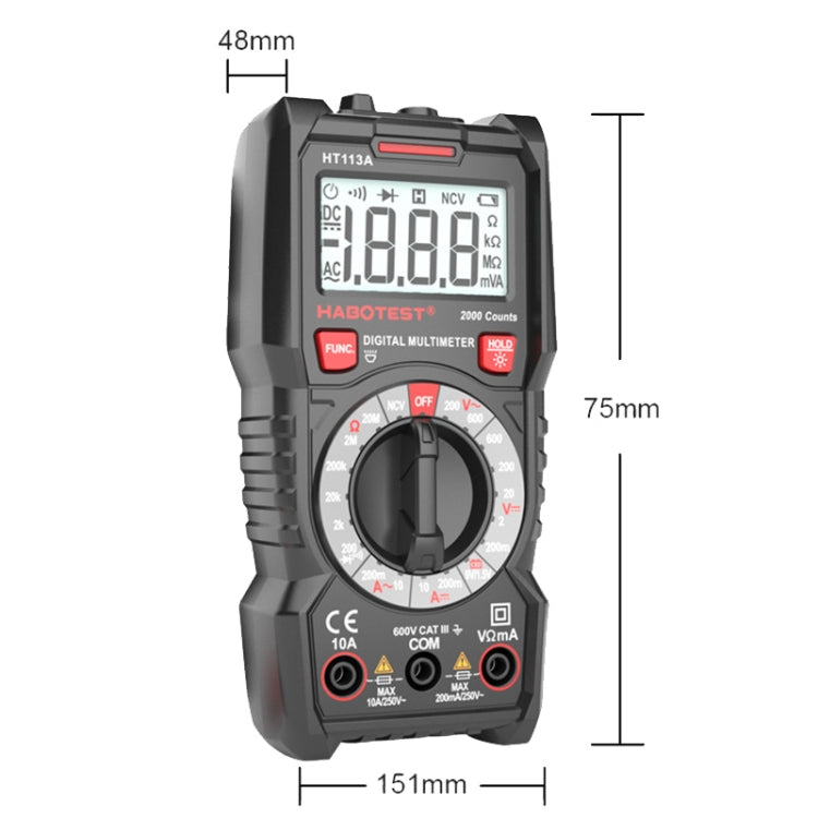 Multimetro digitale HABOTEST HT113C con portata automatica