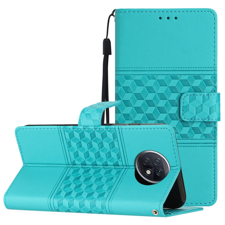 Custodia per telefono in pelle con effetto pelle goffrata a diamante con cordino, For Xiaomi Redmi Note 9 5G / Note 9T, For Xiaomi Redmi 9A, For Xiaomi Redmi 9C, For Xiaomi Redmi 10