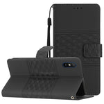 Custodia per telefono in pelle con effetto pelle goffrata a diamante con cordino, For Xiaomi Redmi Note 9 5G / Note 9T, For Xiaomi Redmi 9A, For Xiaomi Redmi 9C, For Xiaomi Redmi 10