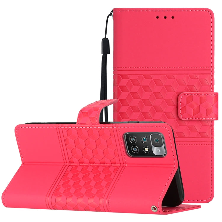 Custodia per telefono in pelle con effetto pelle goffrata a diamante con cordino, For Xiaomi Redmi 10 2022, For Xiaomi Redmi 10A, For Xiaomi Redmi 10C, For Xiaomi Redmi A1