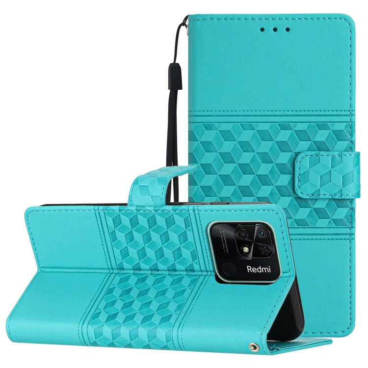 Custodia per telefono in pelle con effetto pelle goffrata a diamante con cordino, For Xiaomi Redmi 10 2022, For Xiaomi Redmi 10A, For Xiaomi Redmi 10C, For Xiaomi Redmi A1