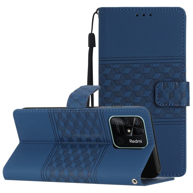 Custodia per telefono in pelle con effetto pelle goffrata a diamante con cordino, For Xiaomi Redmi 10 2022, For Xiaomi Redmi 10A, For Xiaomi Redmi 10C, For Xiaomi Redmi A1