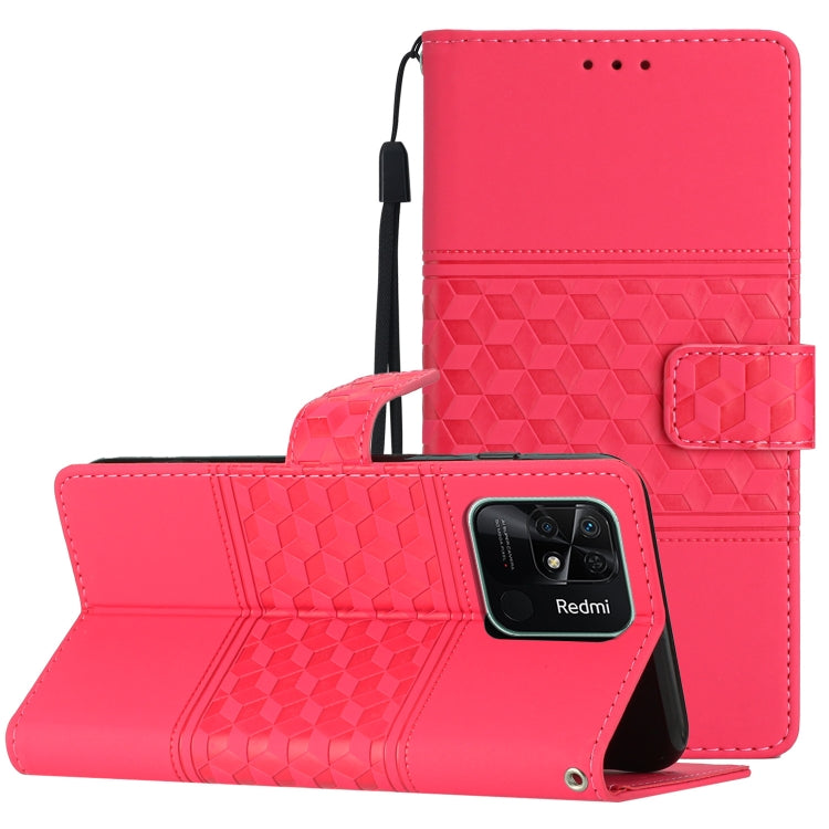 Custodia per telefono in pelle con effetto pelle goffrata a diamante con cordino, For Xiaomi Redmi 10 2022, For Xiaomi Redmi 10A, For Xiaomi Redmi 10C, For Xiaomi Redmi A1