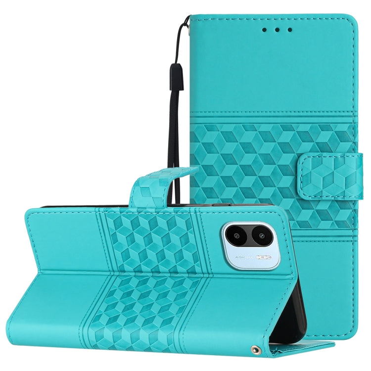 Custodia per telefono in pelle con effetto pelle goffrata a diamante con cordino, For Xiaomi Redmi 10 2022, For Xiaomi Redmi 10A, For Xiaomi Redmi 10C, For Xiaomi Redmi A1
