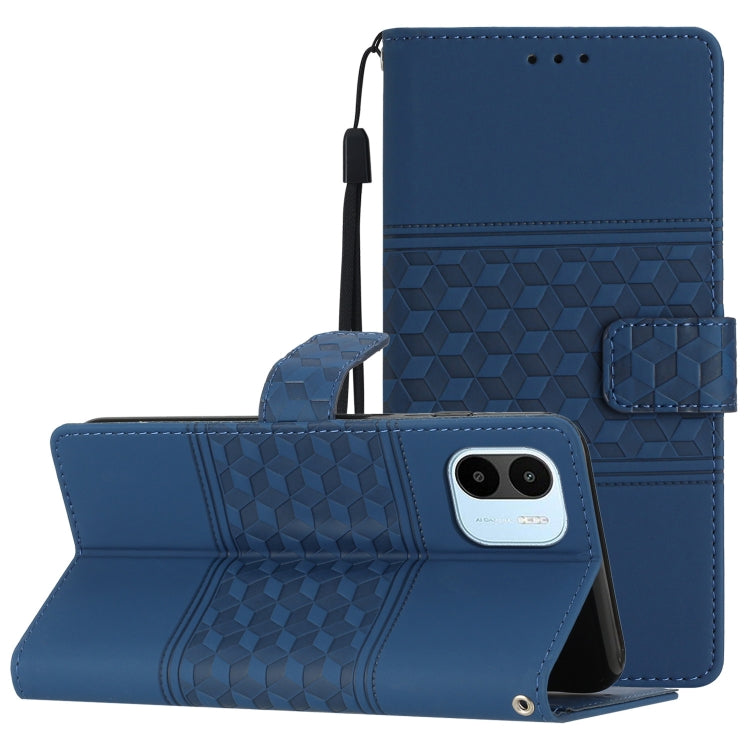 Custodia per telefono in pelle con effetto pelle goffrata a diamante con cordino, For Xiaomi Redmi 10 2022, For Xiaomi Redmi 10A, For Xiaomi Redmi 10C, For Xiaomi Redmi A1