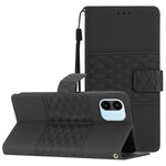 Custodia per telefono in pelle con effetto pelle goffrata a diamante con cordino, For Xiaomi Redmi 10 2022, For Xiaomi Redmi 10A, For Xiaomi Redmi 10C, For Xiaomi Redmi A1