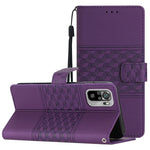 Custodia per telefono in pelle con effetto pelle goffrata a diamante con cordino, For Xiaomi Redmi Note 8T, For Xiaomi Redmi Note 10 / Note 10S, For Xiaomi Redmi Note 10 5G, For Xiaomi Redmi Note 10 Pro / 10 Pro Max
