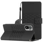 Custodia per telefono in pelle con effetto pelle goffrata a diamante con cordino, For Xiaomi Redmi Note 8T, For Xiaomi Redmi Note 10 / Note 10S, For Xiaomi Redmi Note 10 5G, For Xiaomi Redmi Note 10 Pro / 10 Pro Max