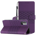 Custodia per telefono in pelle con effetto pelle goffrata a diamante con cordino, For Xiaomi Redmi Note 8T, For Xiaomi Redmi Note 10 / Note 10S, For Xiaomi Redmi Note 10 5G, For Xiaomi Redmi Note 10 Pro / 10 Pro Max