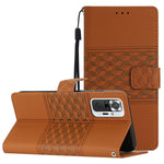Custodia per telefono in pelle con effetto pelle goffrata a diamante con cordino, For Xiaomi Redmi Note 8T, For Xiaomi Redmi Note 10 / Note 10S, For Xiaomi Redmi Note 10 5G, For Xiaomi Redmi Note 10 Pro / 10 Pro Max