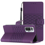 Custodia per telefono in pelle con effetto pelle goffrata a diamante con cordino, For Xiaomi Redmi Note 8T, For Xiaomi Redmi Note 10 / Note 10S, For Xiaomi Redmi Note 10 5G, For Xiaomi Redmi Note 10 Pro / 10 Pro Max