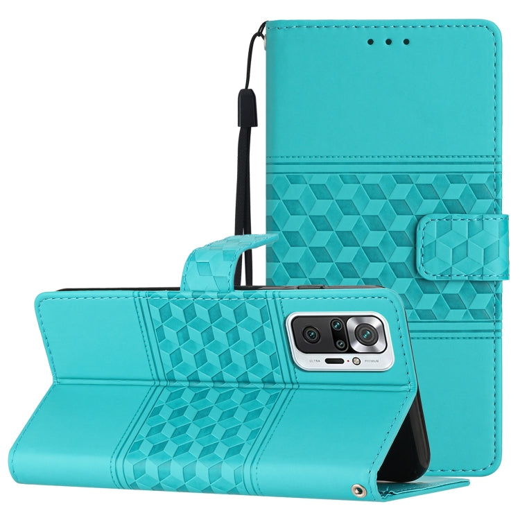 Custodia per telefono in pelle con effetto pelle goffrata a diamante con cordino, For Xiaomi Redmi Note 8T, For Xiaomi Redmi Note 10 / Note 10S, For Xiaomi Redmi Note 10 5G, For Xiaomi Redmi Note 10 Pro / 10 Pro Max