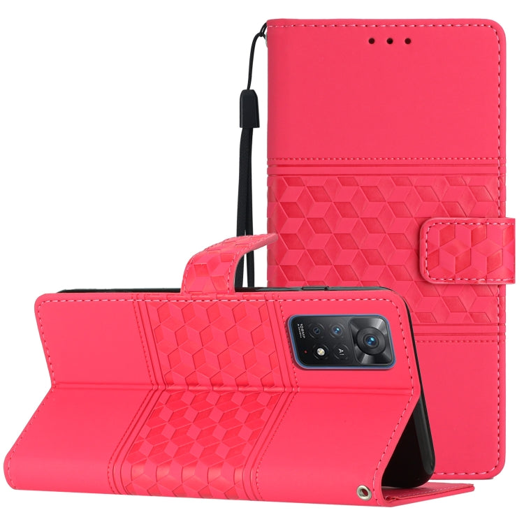 Custodia per telefono in pelle con effetto pelle goffrata a diamante con cordino, For Xiaomi Redmi Note 11 Pro Global, For Xiaomi Redmi Note 11 / Note 11s, For Xiaomi Mi 10T Lite, For Xiaomi Mi 10T / 10T Pro