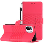 Custodia per telefono in pelle con effetto pelle goffrata a diamante con cordino, For Xiaomi Mi 11 Lite, For Xiaomi Mi 11 Pro, For Xiaomi Mi 11T / 11T Pro, For Xiaomi 12 Lite