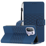 Custodia per telefono in pelle con effetto pelle goffrata a diamante con cordino, For Xiaomi Mi 11 Lite, For Xiaomi Mi 11 Pro, For Xiaomi Mi 11T / 11T Pro, For Xiaomi 12 Lite