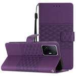 Custodia per telefono in pelle con effetto pelle goffrata a diamante con cordino, For Xiaomi Mi 11 Lite, For Xiaomi Mi 11 Pro, For Xiaomi Mi 11T / 11T Pro, For Xiaomi 12 Lite