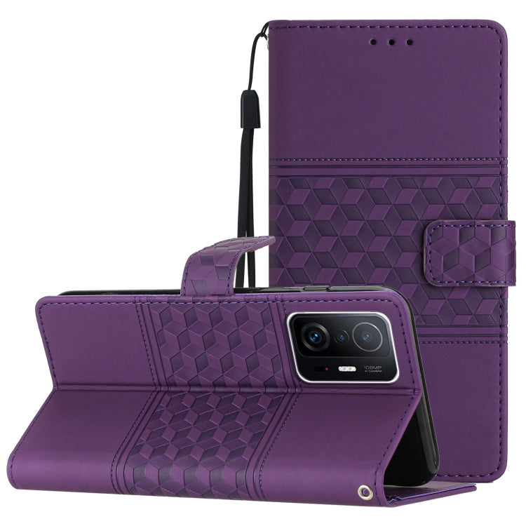 Custodia per telefono in pelle con effetto pelle goffrata a diamante con cordino, For Xiaomi Mi 11 Lite, For Xiaomi Mi 11 Pro, For Xiaomi Mi 11T / 11T Pro, For Xiaomi 12 Lite