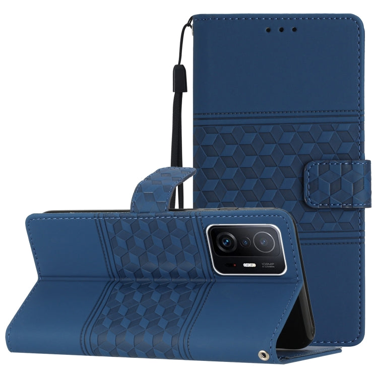 Custodia per telefono in pelle con effetto pelle goffrata a diamante con cordino, For Xiaomi Mi 11 Lite, For Xiaomi Mi 11 Pro, For Xiaomi Mi 11T / 11T Pro, For Xiaomi 12 Lite