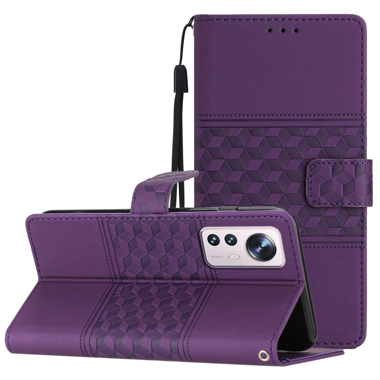 Custodia per telefono in pelle con effetto pelle goffrata a diamante con cordino, For Xiaomi Mi 11 Lite, For Xiaomi Mi 11 Pro, For Xiaomi Mi 11T / 11T Pro, For Xiaomi 12 Lite
