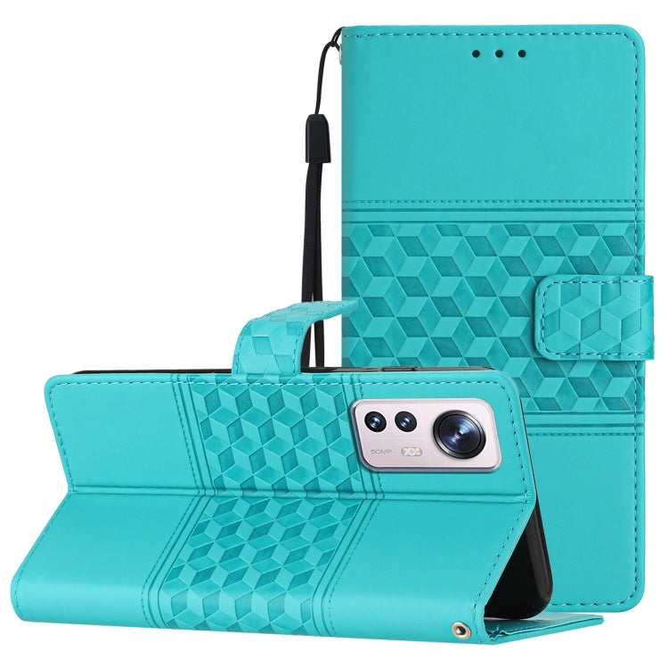 Custodia per telefono in pelle con effetto pelle goffrata a diamante con cordino, For Xiaomi Mi 11 Lite, For Xiaomi Mi 11 Pro, For Xiaomi Mi 11T / 11T Pro, For Xiaomi 12 Lite