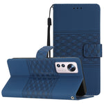 Custodia per telefono in pelle con effetto pelle goffrata a diamante con cordino, For Xiaomi Mi 11 Lite, For Xiaomi Mi 11 Pro, For Xiaomi Mi 11T / 11T Pro, For Xiaomi 12 Lite