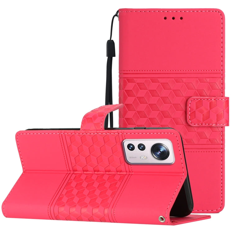 Custodia per telefono in pelle con effetto pelle goffrata a diamante con cordino, For Xiaomi Mi 11 Lite, For Xiaomi Mi 11 Pro, For Xiaomi Mi 11T / 11T Pro, For Xiaomi 12 Lite