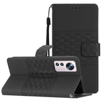 Custodia per telefono in pelle con effetto pelle goffrata a diamante con cordino, For Xiaomi Mi 11 Lite, For Xiaomi Mi 11 Pro, For Xiaomi Mi 11T / 11T Pro, For Xiaomi 12 Lite
