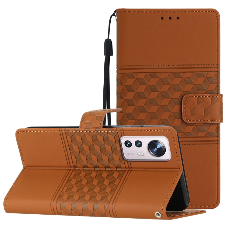 Custodia per telefono in pelle con effetto pelle goffrata a diamante con cordino, For Xiaomi 12 Pro, For Xiaomi 12T / 12T Pro, For Xiaomi Mi 11 Ultra