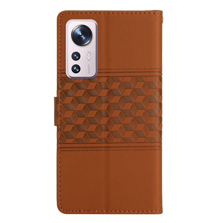 Custodia per telefono in pelle con effetto pelle goffrata a diamante con cordino, For Xiaomi 12 Pro, For Xiaomi 12T / 12T Pro, For Xiaomi Mi 11 Ultra