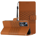Custodia per telefono in pelle con effetto pelle goffrata a diamante con cordino, For Xiaomi 12 Pro, For Xiaomi 12T / 12T Pro, For Xiaomi Mi 11 Ultra
