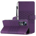 Custodia per telefono in pelle con effetto pelle goffrata a diamante con cordino, For Xiaomi 12 Pro, For Xiaomi 12T / 12T Pro, For Xiaomi Mi 11 Ultra