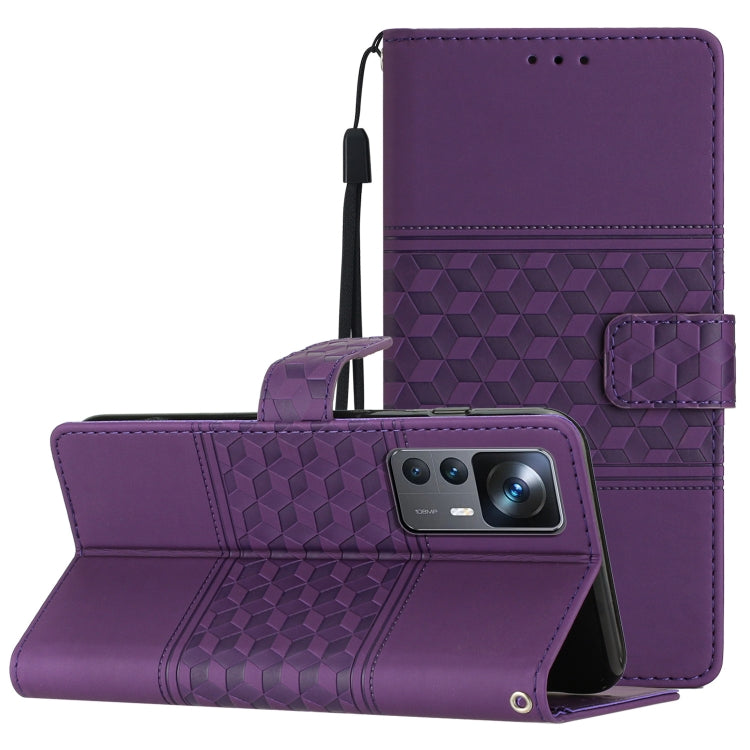 Custodia per telefono in pelle con effetto pelle goffrata a diamante con cordino, For Xiaomi 12 Pro, For Xiaomi 12T / 12T Pro, For Xiaomi Mi 11 Ultra