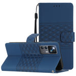 Custodia per telefono in pelle con effetto pelle goffrata a diamante con cordino, For Xiaomi 12 Pro, For Xiaomi 12T / 12T Pro, For Xiaomi Mi 11 Ultra