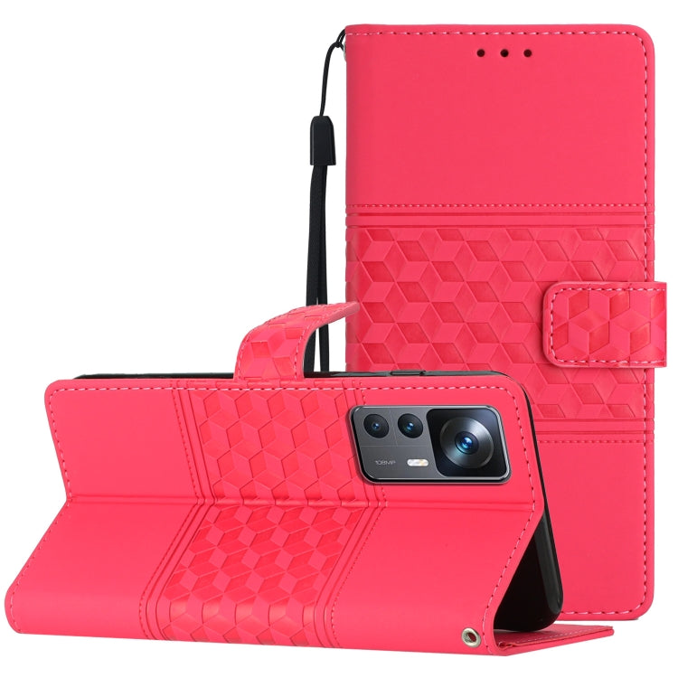 Custodia per telefono in pelle con effetto pelle goffrata a diamante con cordino, For Xiaomi 12 Pro, For Xiaomi 12T / 12T Pro, For Xiaomi Mi 11 Ultra