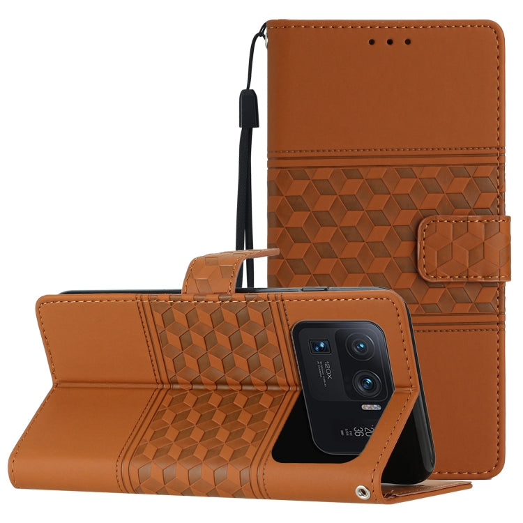 Custodia per telefono in pelle con effetto pelle goffrata a diamante con cordino, For Xiaomi 12 Pro, For Xiaomi 12T / 12T Pro, For Xiaomi Mi 11 Ultra