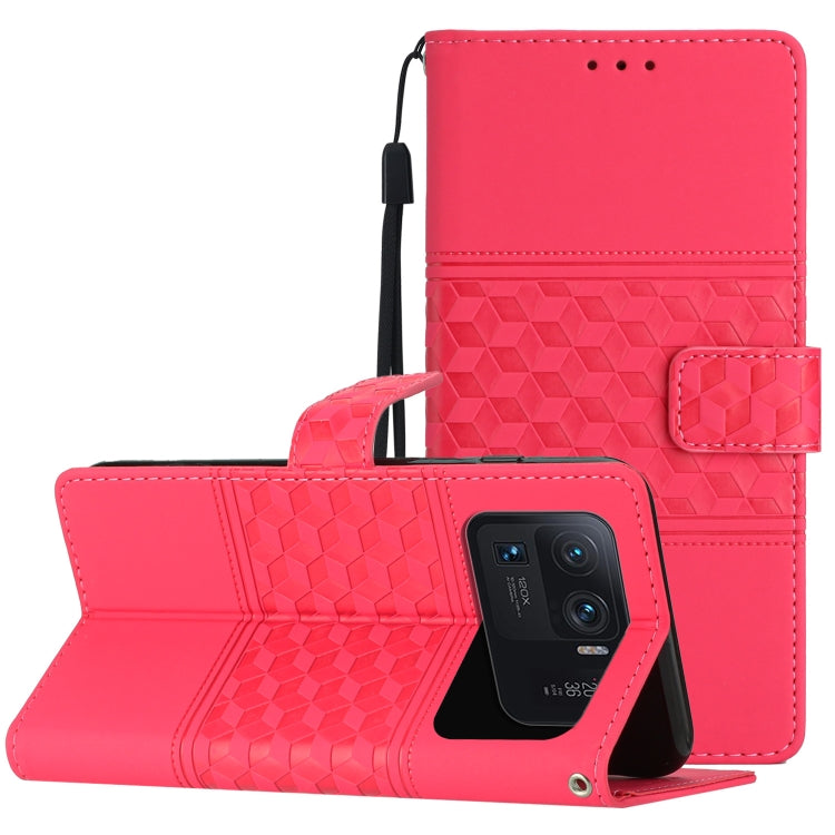 Custodia per telefono in pelle con effetto pelle goffrata a diamante con cordino, For Xiaomi 12 Pro, For Xiaomi 12T / 12T Pro, For Xiaomi Mi 11 Ultra