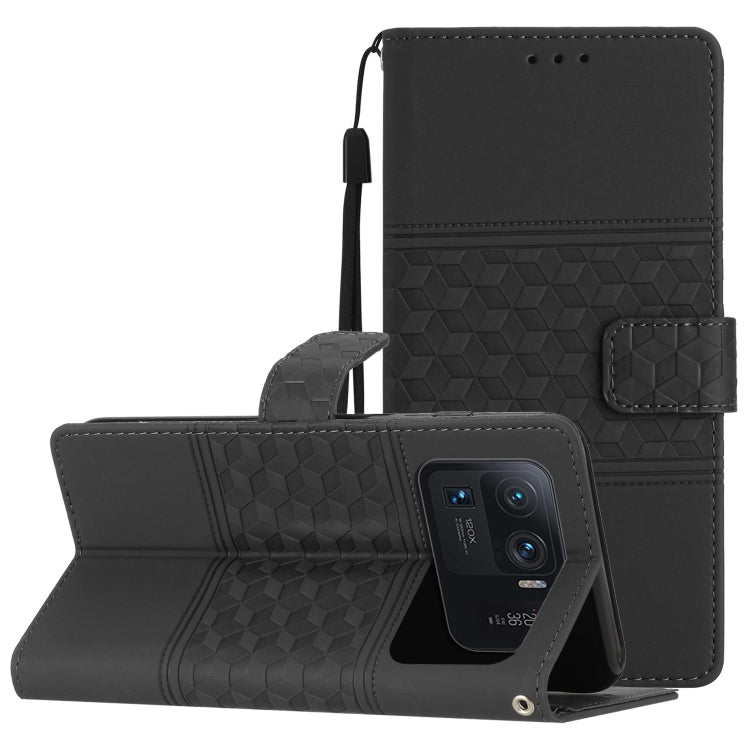 Custodia per telefono in pelle con effetto pelle goffrata a diamante con cordino, For Xiaomi 12 Pro, For Xiaomi 12T / 12T Pro, For Xiaomi Mi 11 Ultra